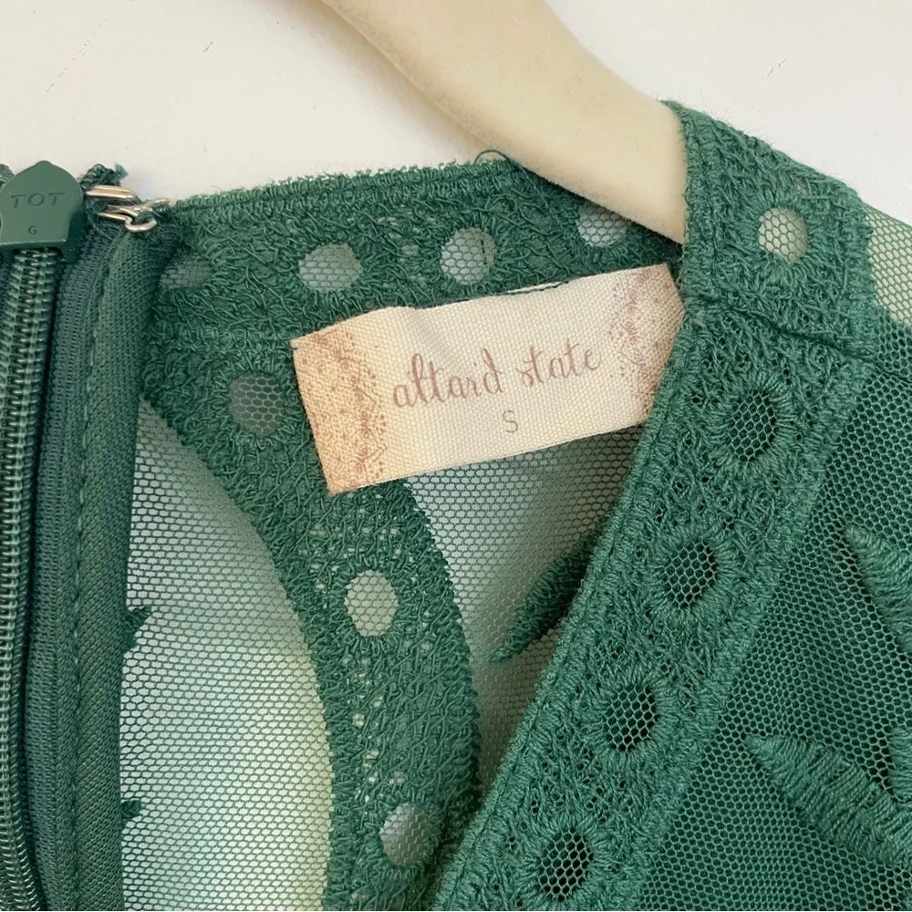 Altar’d State Green Lace Emerald Embroidered Mini Dress Size S Floral Boho - Picture 5 of 8